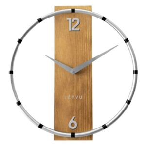 Nástěnné hodiny Lavvu Compass Wood stříbrná, pr. 31 cm