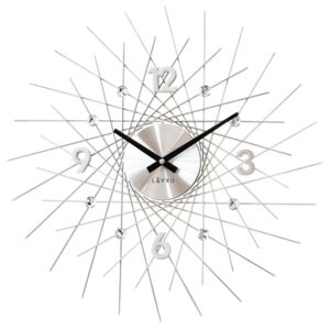 Nástěnné hodiny Lavvu Crystal Lines stříbrná, pr. 49 cm