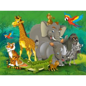 AG Art Dětská fototapeta XXL Zvířata v džungli 360 x 270 cm, 4 díly