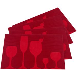 JAHU Prostírání Drink červená, 30 x 45 cm, sada 4 ks