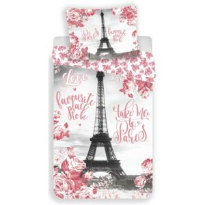 Jerry Fabrics Bavlněné povlečení Paris roses, 140 x 200 cm, 70 x 90 cm