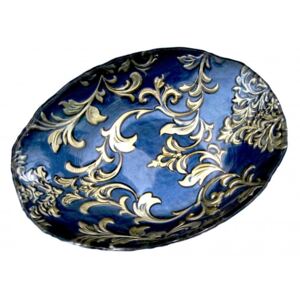 Mísa oválná skleněná 21x4 cm Danubio Blu BRANDANI (barva - modrá, sklo)