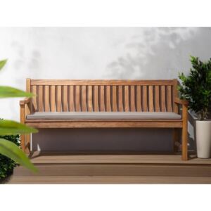 Beliani Dřevěná zahradní lavice se šedobéžovým polštářem 180cm JAVA