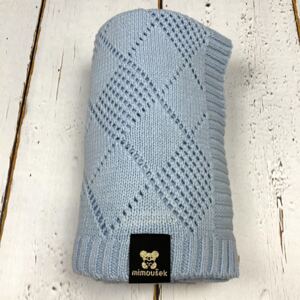 Mimoušek pletená deka vzor modrá