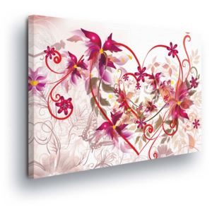 Obraz na plátně - Růžové Kvítí ve Tvaru Srdce 100x75 cm