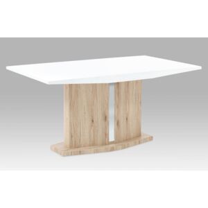 Jídelní stůl 160x90 cm, vysoký lesk bílý / san remo AT-2013 WT Autronic