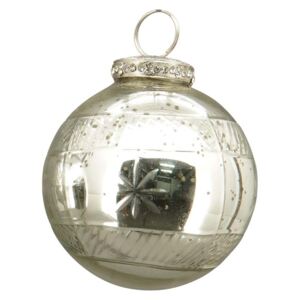 Vánoční skleněná báňka Vitreous stříbrná - 8 cm