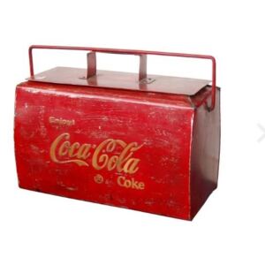 VINTAGE Starý kovový chladící box Coca Cola - úložná nebo chladící plechová krabice