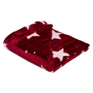 Vínově červená mikroplyšová deka My House Stars, 150 x 200 cm