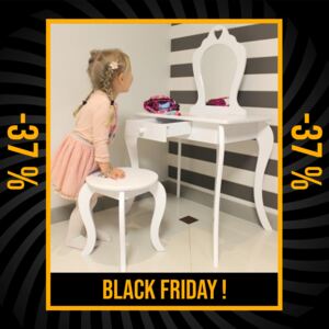 Moderní dětský toaletní stolek v bílé barvě Black Friday