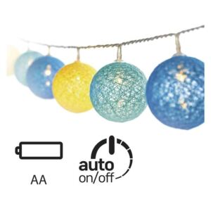 Vánoční LED girlanda bavlněné koule - modrá/žlutá