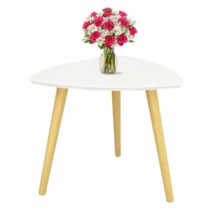 Tempo Kondela Příruční stolek, bílá/přírodní dřevo, TAVAS