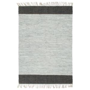Ručně tkaný koberec Chindi kůže 80x160 cm světle šedý a černý
