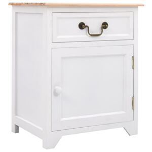 Noční stolek bílý a hnědý 40 x 30 x 50 cm dřevo pavlovnie