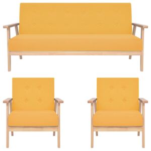 3dílná sedací souprava textilní čalounění žlutá