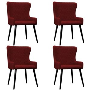 Jídelní židle 4 ks červené samet