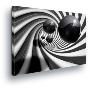 Obraz na plátně - Černé Koule v Pruhovaném Tunelu 100x75 cm