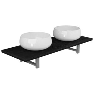 3dílný set koupelnového nábytku keramika černý
