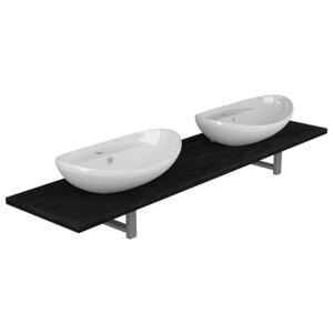 3dílný set koupelnového nábytku keramika černý