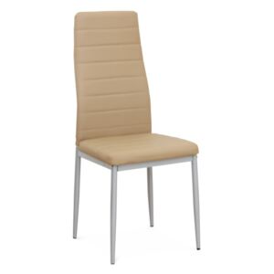Židle, ekokůže béžová / kov stříbrná, COLETA NOVA 0000182180 Tempo Kondela