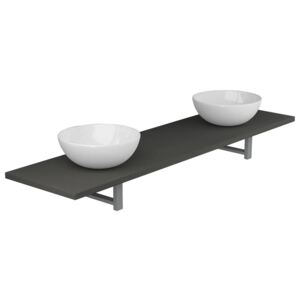 3dílný set koupelnového nábytku keramika šedý
