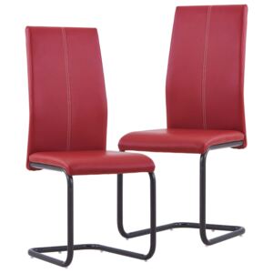 Jídelní židle 2 ks červené umělá kůže