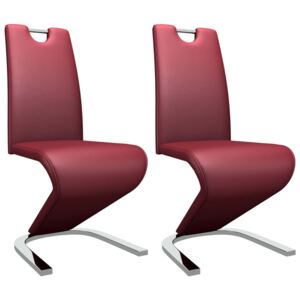Jídelní židle s cik-cak designem 2 ks vínové umělá kůže