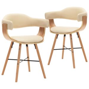 Jídelní židle 2 ks krémové umělá kůže a ohýbané dřevo