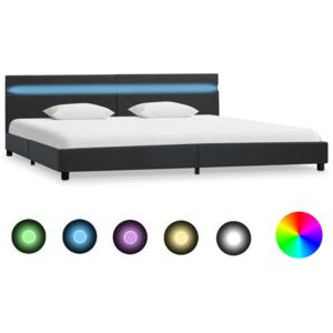 Rám postele s LED světlem šedý umělá kůže 180 x 200 cm