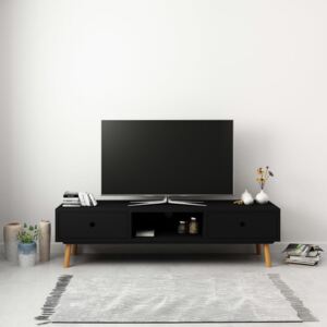 TV stolek černý 120 x 35 x 35 cm masivní borové dřevo