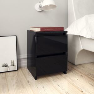 Noční stolek černý s vysokým leskem 30 x 30 x 40 cm dřevotříska