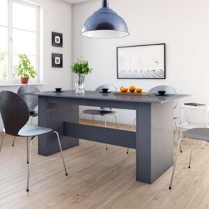Jídelní stůl šedý s vysokým leskem 180 x 90 x 76 cm dřevotříska