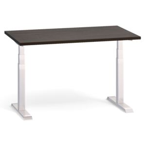 Výškově nastavitelný stůl, elektrický, 735-1235 mm, deska 1400x800 mm, wenge, bílá podnož