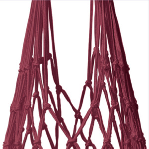 Luxusní ručně vázaná síťovka/ nákupní taška, kožené uši CEDON (Barva - červená, nylon, kožené uši)