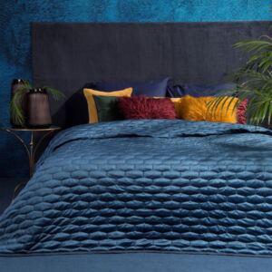 Moderní tmavě modrý přehoz na manželskou postel