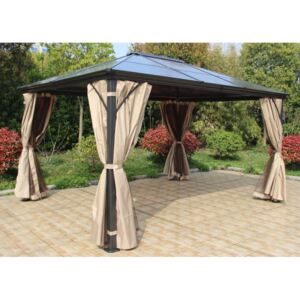 Pergola s boční stěnou a moskytiérou 3x3,6m WH8403 Dekorhome
