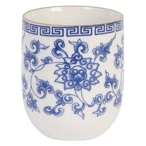 Kalíšek na čaj modrý dekor kytička -pr 6*8 cm
