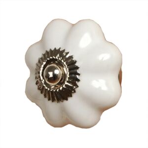 Keramická úchytka bílá květina - Ø 3,5 cm