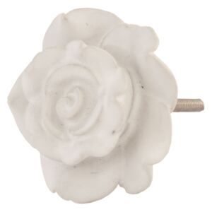 Keramická úchytka Růže bílá - Ø 6 cm Clayre & Eef