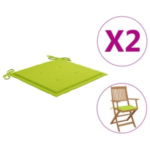 Podušky na zahradní židle 2 ks zářivě zelené 40x40x4 cm textil