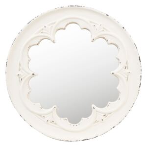 Bílé vintage zrcadlo s ornamentem - Ø 50*4 cm