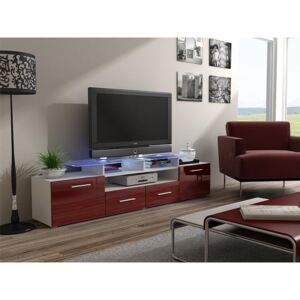 Televizní stolek EVA - bílý/červený lesklý