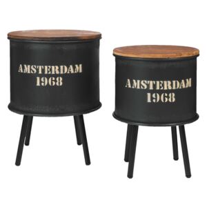 Set odkládacích stolků Amsterdam kulaté černé