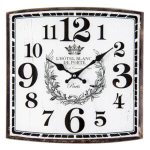 Čtvercové nástěnné hodiny L'Hotel Blanc De Porte - 34*4*34 cm