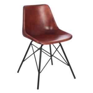 Kožená židle CROSS s kovovou konstrukcí - 51*51*79cm