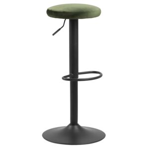 SCANDI Tmavě zelená sametová barová židle Filch 82 cm
