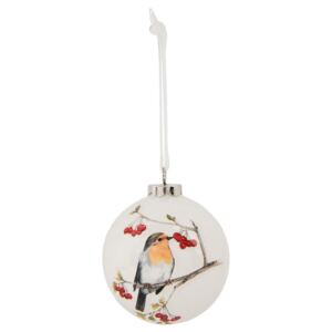 Vánoční ozdoba koule s ptáčkem - Ø 8*9 cm - sada 4ks Clayre & Eef
