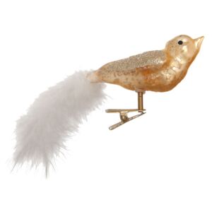 Vánoční ozdoba ptáček s peříčkem - 15*4*6 cm - sada 6ks Clayre & Eef