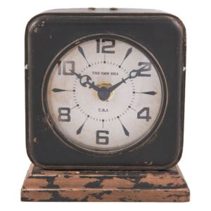 Kovové stolní retro hodiny s patinou - 11*5*12 cm Clayre & Eef