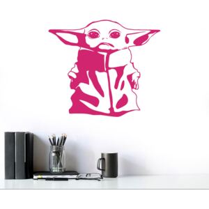 Samolepka na zeď GLIX - Baby Yoda Růžová 25x20 cm